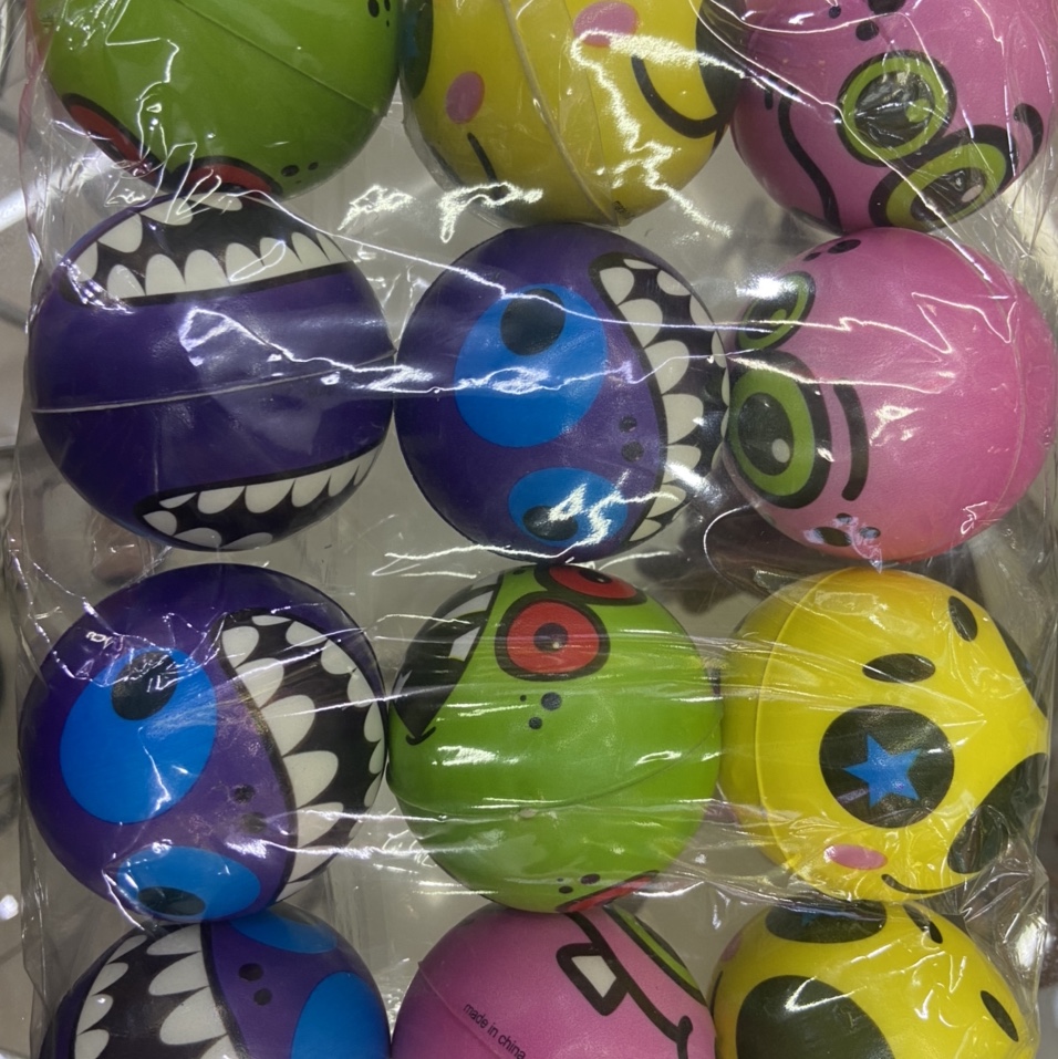 Factory direct sales 6.3 cm colorful funny expression boys' toys, sponge balls, foam balls, children's toys. 12/opp