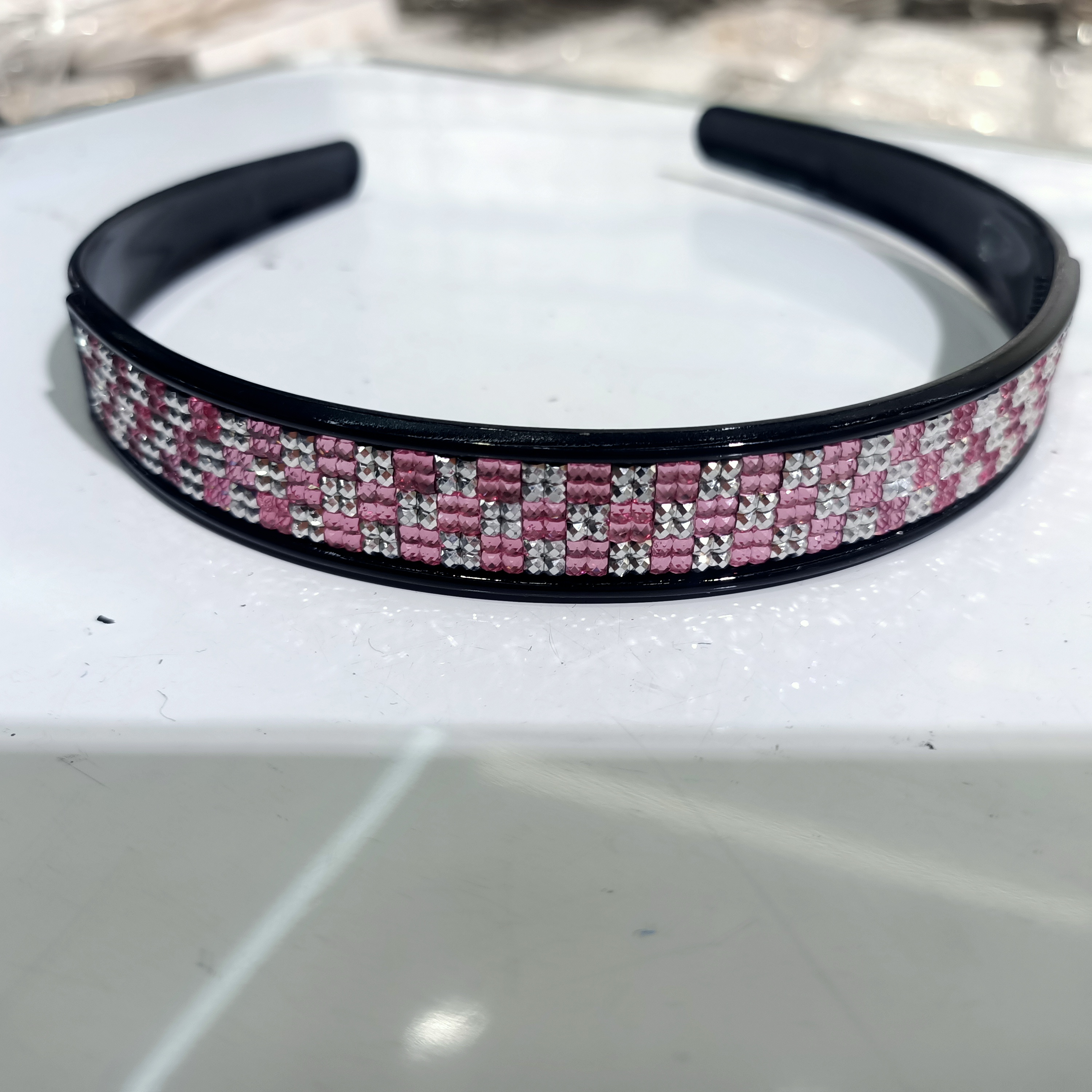 Three rows of colored diamond pink