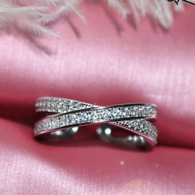 X Shape Flash full diamond zircon cross open ring