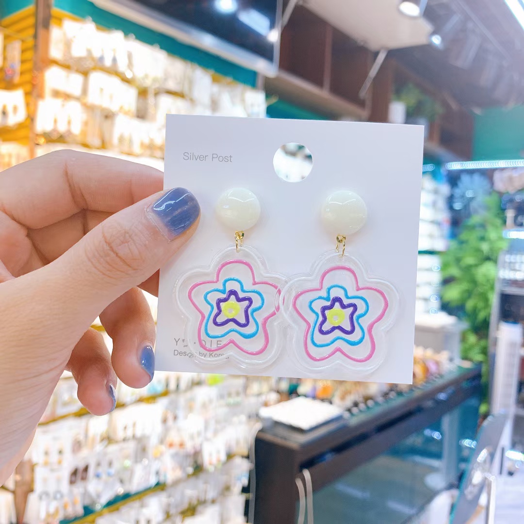 羽蝶新款彩绘小花 撞色可爱卡通系列