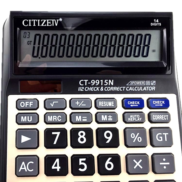 高端计算器CT-9915c14位    双重电源太阳带电池计算器 大屏幕显示 可复查计算器 批发 厂家直销细节图