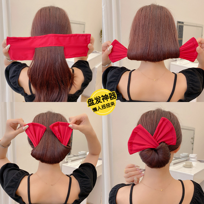 FLY61 Bow Twist Hair Clip, a summer bun hairstyle lazy person's magic hair clip for the back of the head, a headwear accessory details Picture