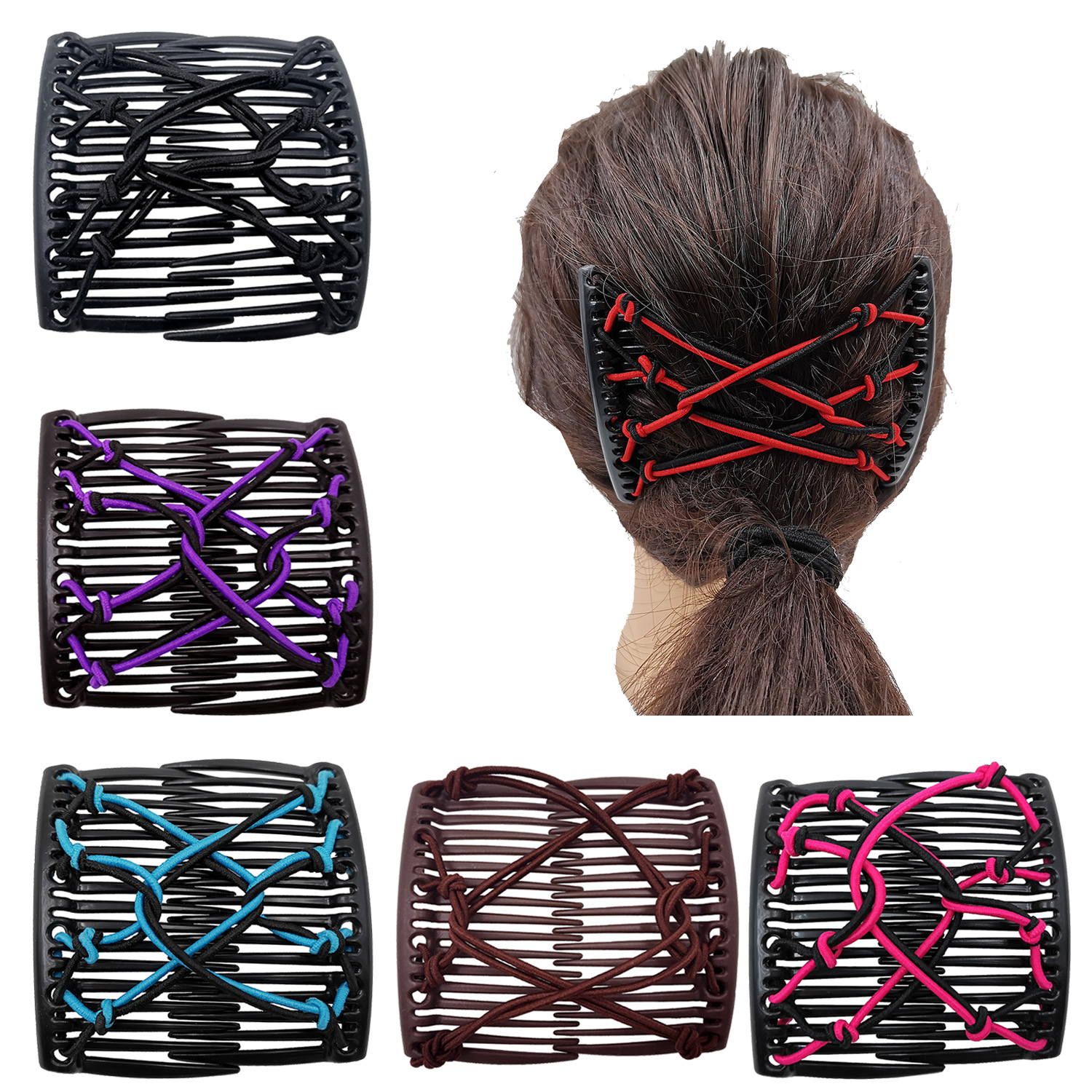 FLY62 Cross-border New fashionable and exquisite magic versatile hair comb, elastic rope hair bun, hair clip, roaming hair clip wholesale