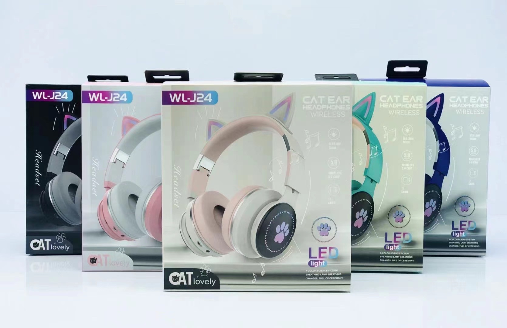 WL-j24 auriculares de oído de gato color: negro gris/rosa gris/púrpura gris/verde rosa/blanco color del caso: 89*49*79CM detail image 9