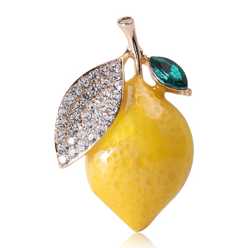 Manufacturers direct selling popular brooch fruit lemon dot drill oil brooch