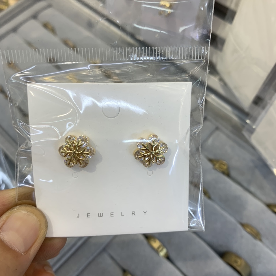 Earrings 022 copper plated gold zircon