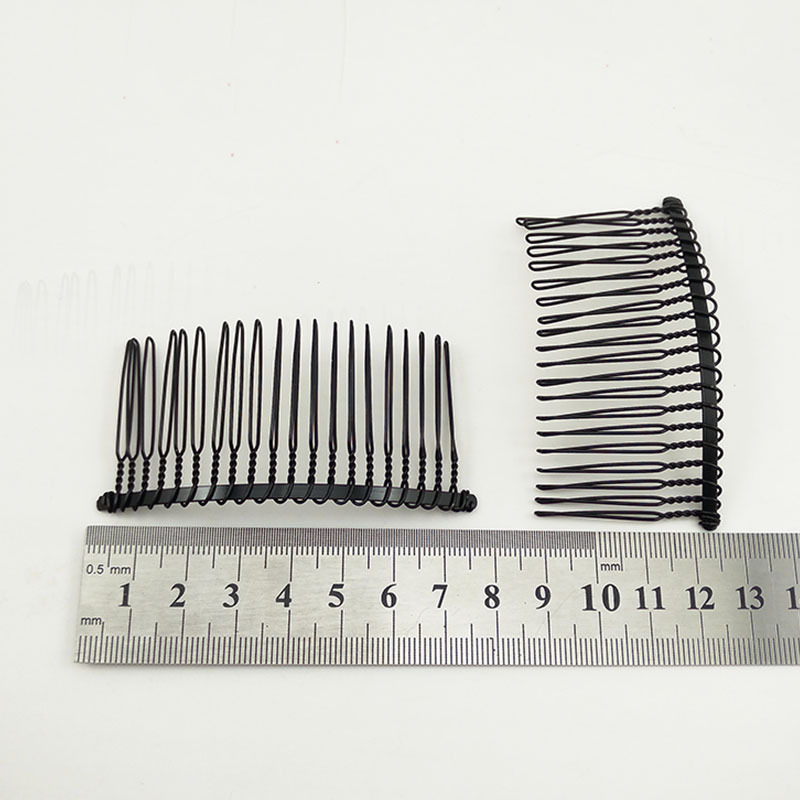 FLY64 Black, silver and white 20-tooth iron hair comb, iron wire, DIY bridal veil, wedding dress, iron twist comb, metal comb details Picture