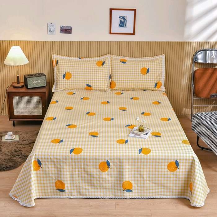 Pure cotton coarse cloth three-piece set bed sheet, coarse cloth mat, all-cotton quilt single 5 detail image 1