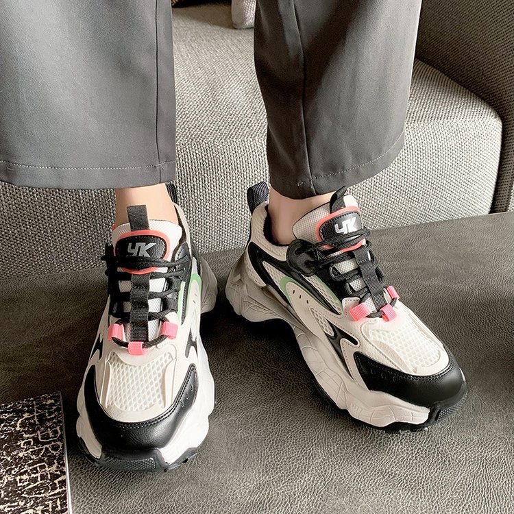 网红显瘦厚底增高老爹鞋女2021春秋新款女鞋韩版真皮运动休闲鞋潮详情图6