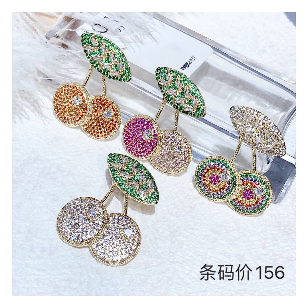 夏季新款高级感耳环小樱桃蚊香925银针耳饰甜美耳环耳钉女纯银针3904条码价156