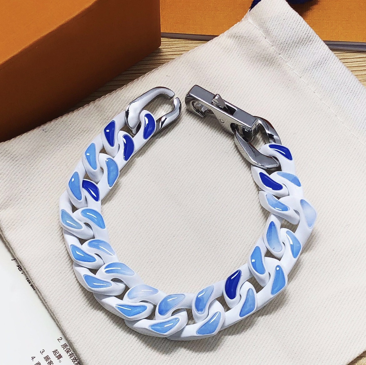 European and American hip hop brand gradient Cuban necklace, bracelet ins style hip hop jewelry for men