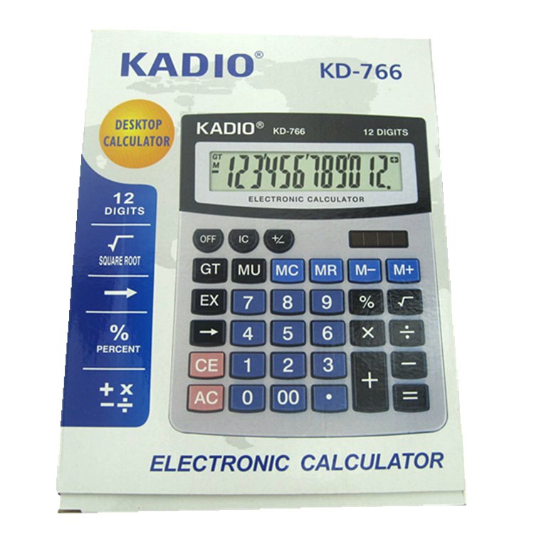 新款太阳能计算器KD-766 办公财务商务计算器 12位数字显示 大摁键 计算器