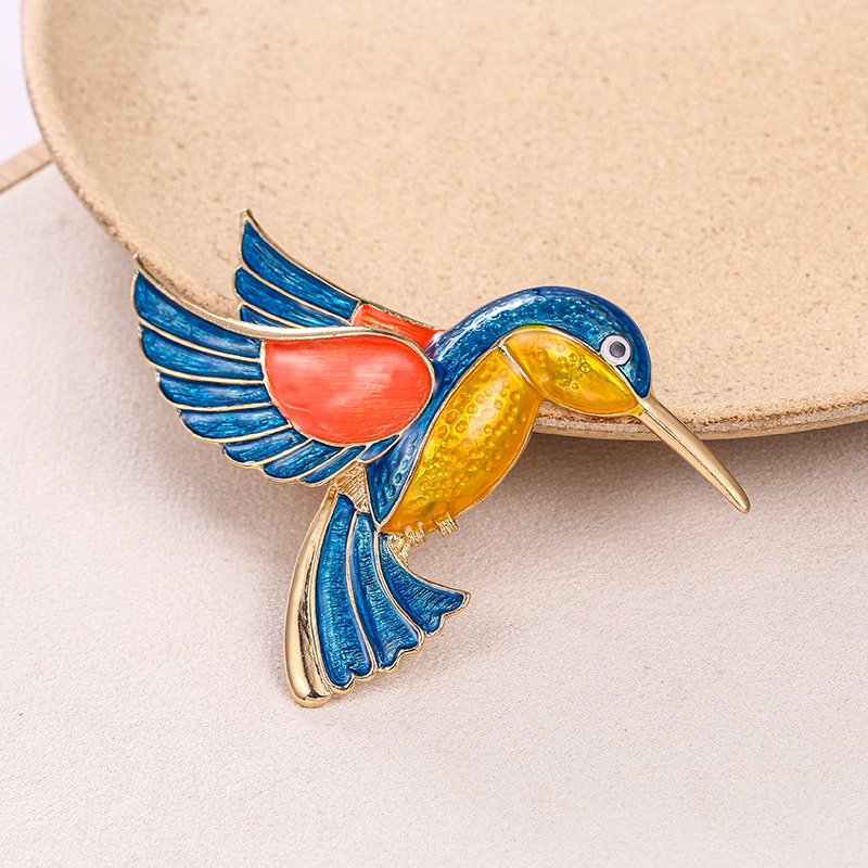 Cross-border supply of high-end rhinestone hummingbird brooches, animal corsages, women's clothing and accessories Specification image
