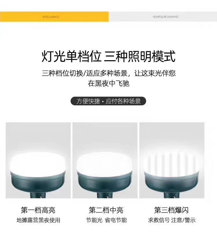 LED智能应急球泡灯12/24/36W户外应急灯地摊灯3挡调节 带磁铁吸附  12瓦白底实物图
