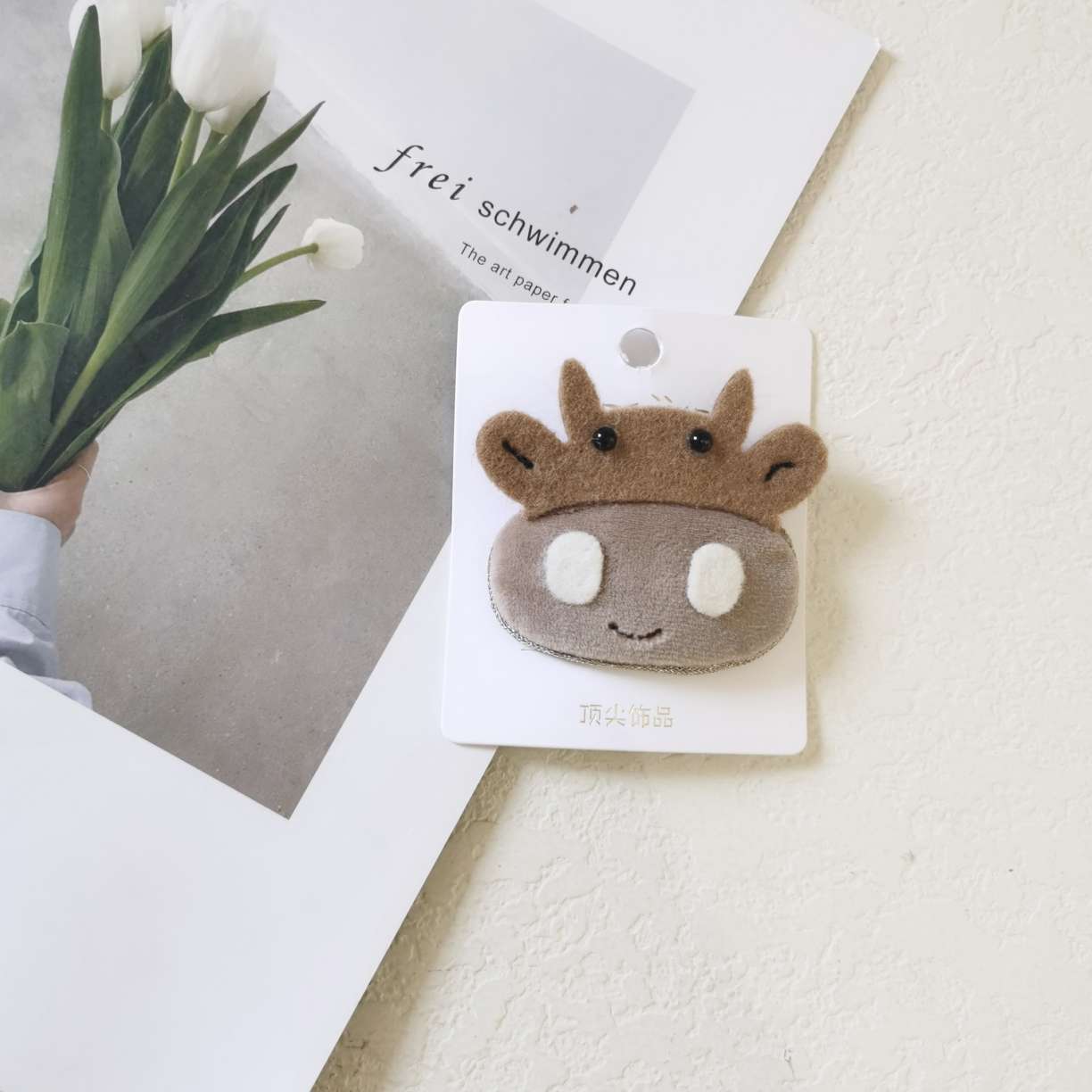 萌萌动物BB夹白底实物图