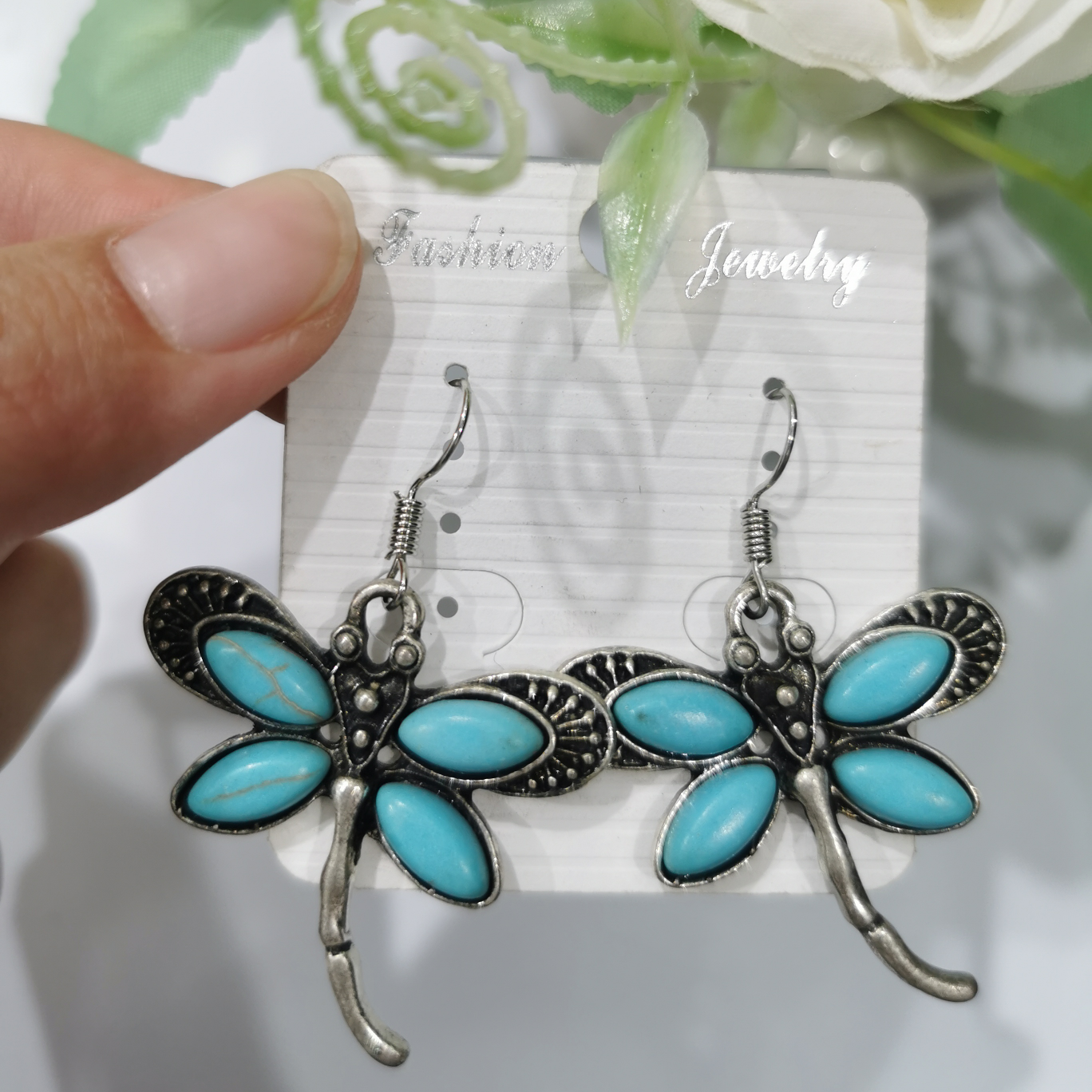 Dragonfly turquoise earrings