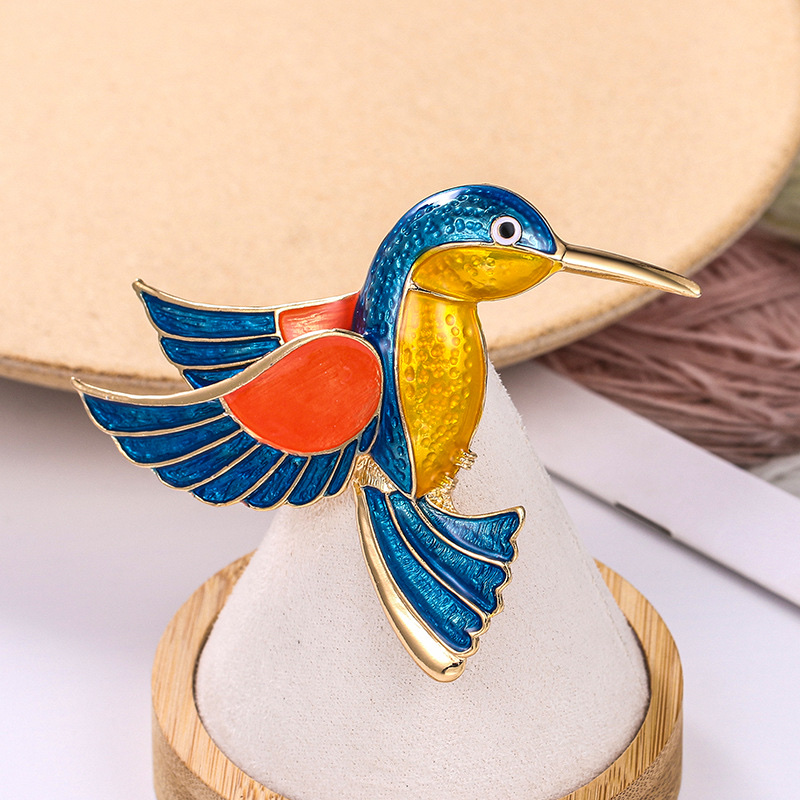 Cross-border supply of high-end rhinestone hummingbird brooches, animal corsages, women's clothing and accessories Item Picture