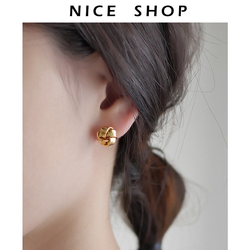 925 silver needle twisted flower simple and small stud earrings French elegance earrings details Picture