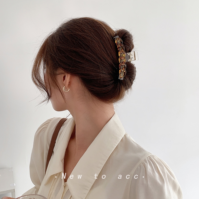 Transparent resin back of the head, straight clip, large grappling clip, hair clip, updo, shark hairpin, hair clip, hair grab, headwear