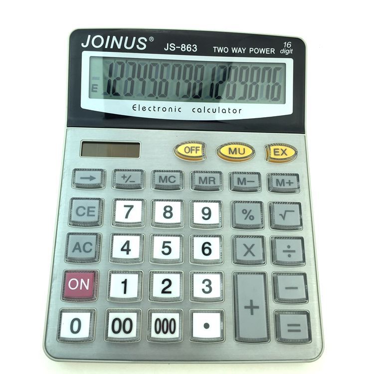 厂家供应 水晶键joinus计算器JS-863-16 太阳能  办公型 大屏幕 16位数字显示计算器详情图1