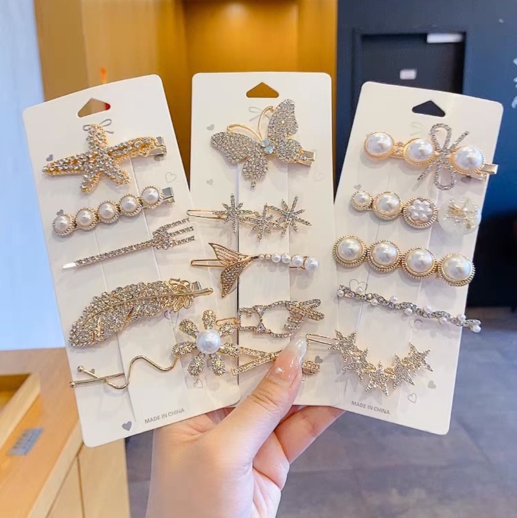 The 2021 new water diamond hair clip, side one-piece clip for girls, Korean ins bangs hair clip headwear