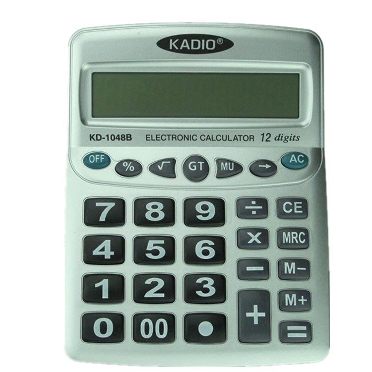 厂家供应 大屏幕大按键桌面KADIO 实用计算器  KD- 1048B 12位数字显示计算器详情图1