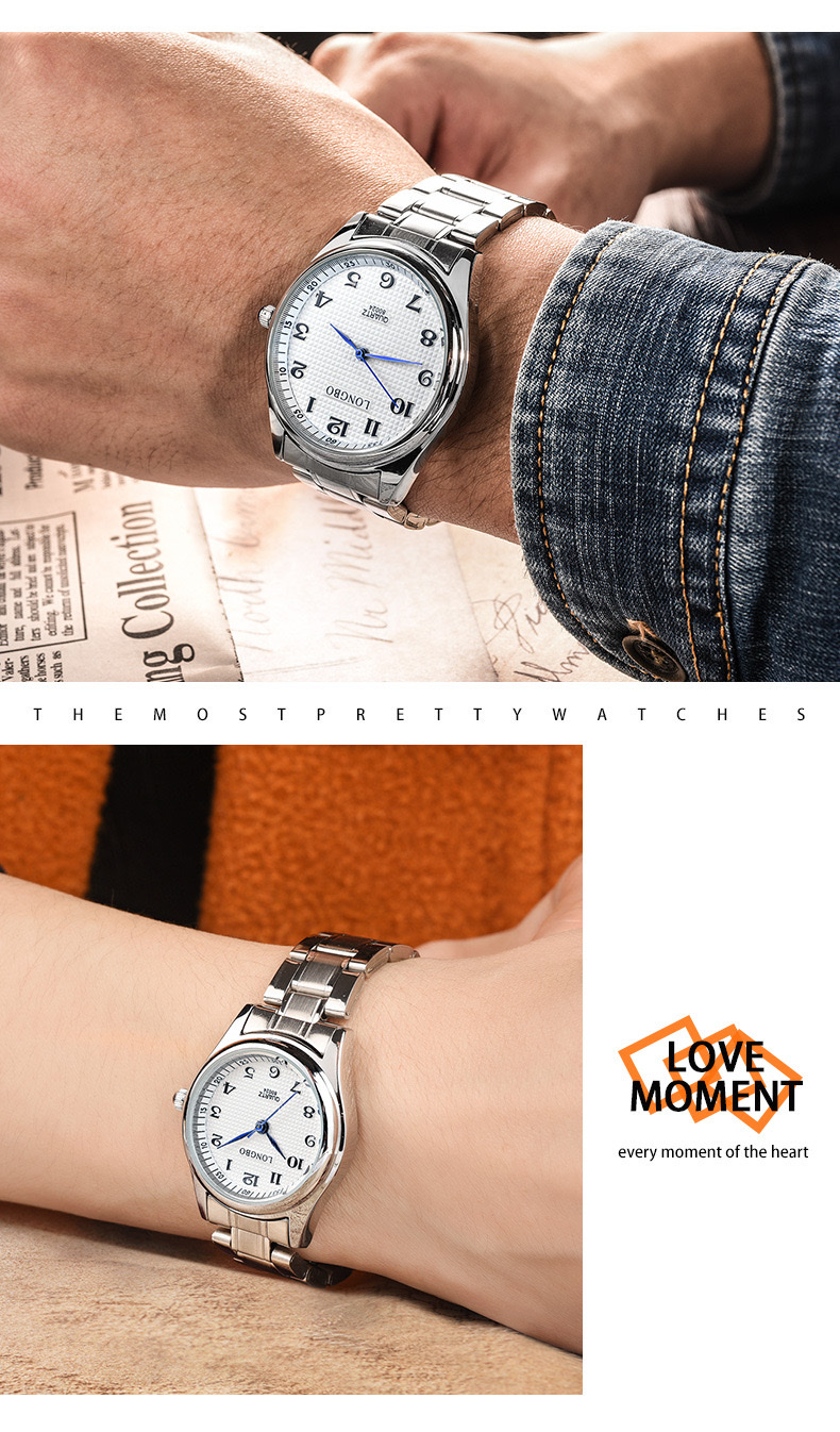 LONGBO龙波品牌情侣手表简约防水数字面石英表详情图7