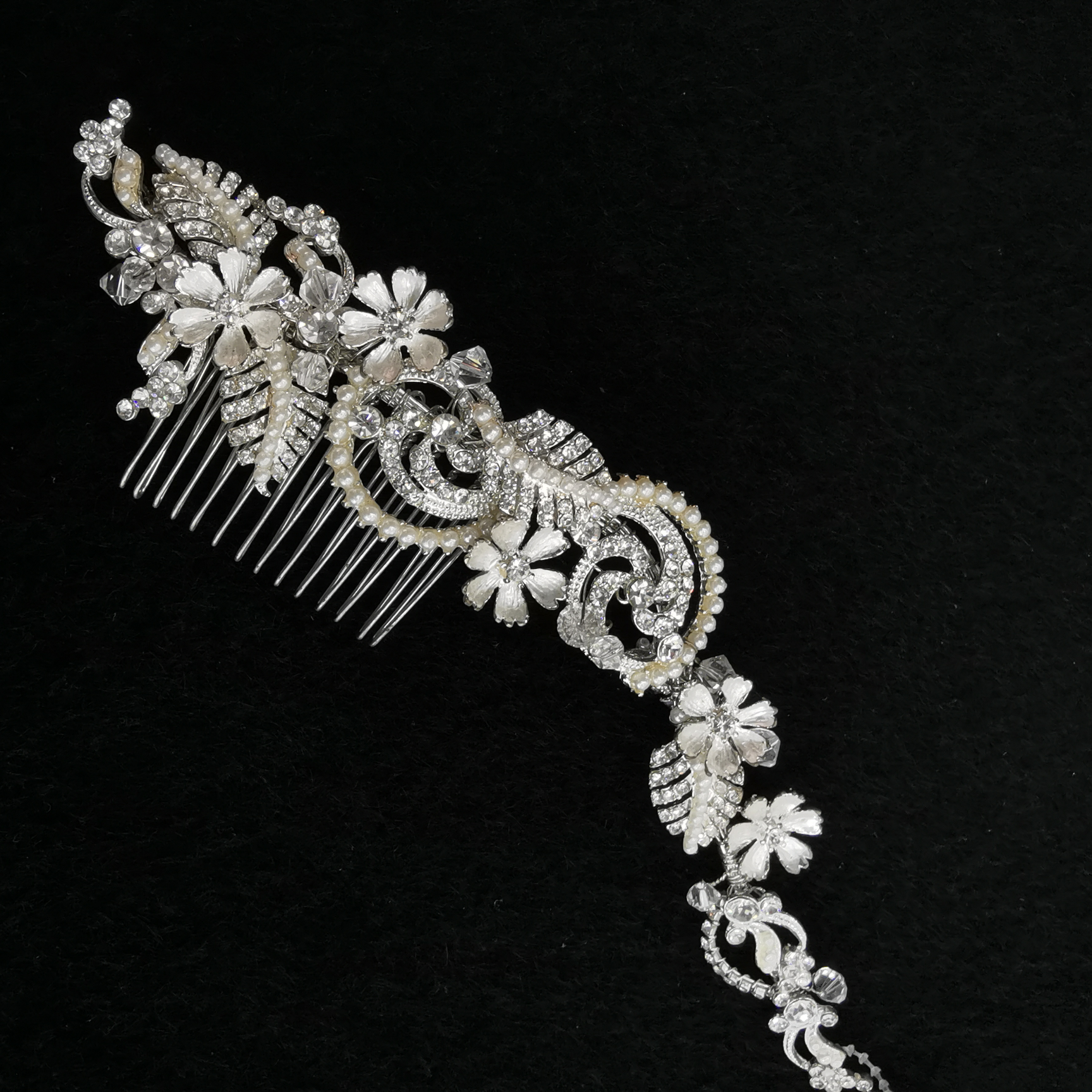 Super fairy! Hair comb show Beauty Rhinestone pearl gold leaf hair insert Hairpin dress accessory headpiece