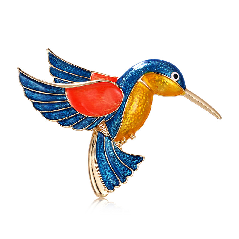 Cross-border supply of high-end rhinestone hummingbird brooches, animal corsages, women's clothing and accessories details Picture