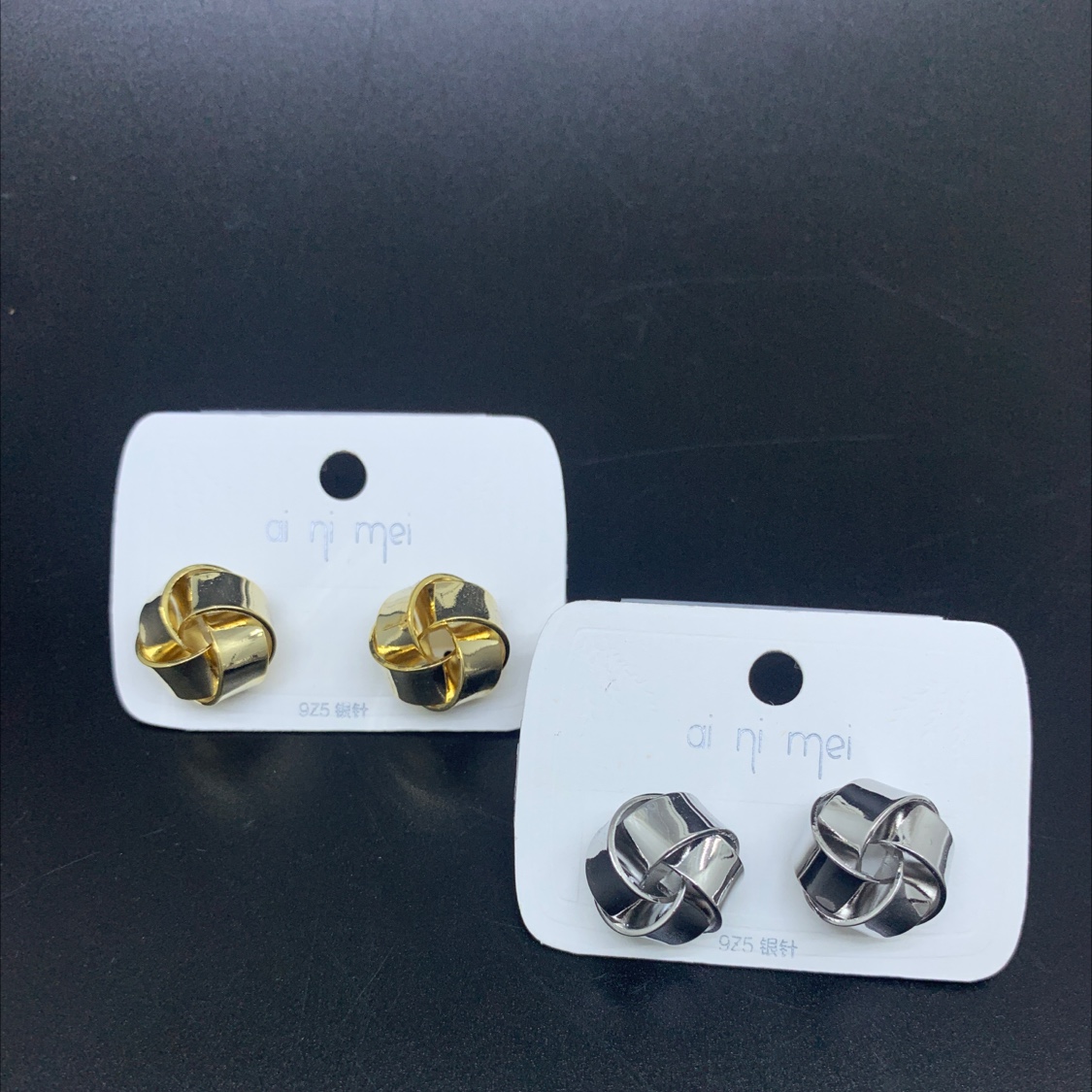 925 silver needle twisted flower simple and small stud earrings French elegance earrings