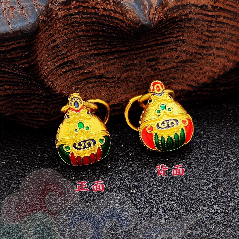 Gold swallowing beast bell pendant