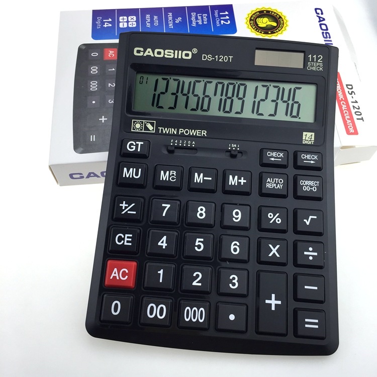 厂家供应 大屏幕大按键桌面GAOSIIO  实用计算器 DS- 120T 14位数字显示计算器白底实物图