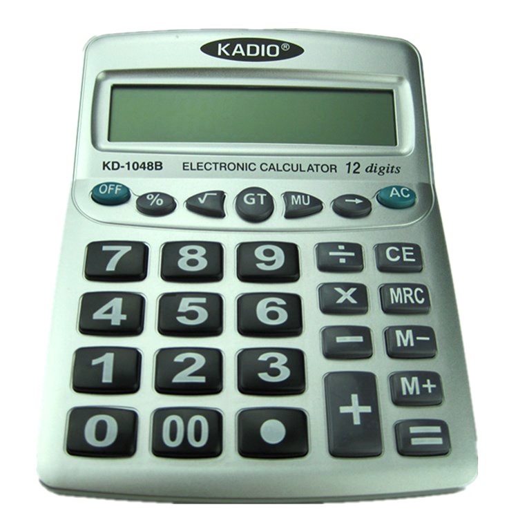 厂家供应 大屏幕大按键桌面KADIO 实用计算器  KD- 1048B 12位数字显示计算器产品图