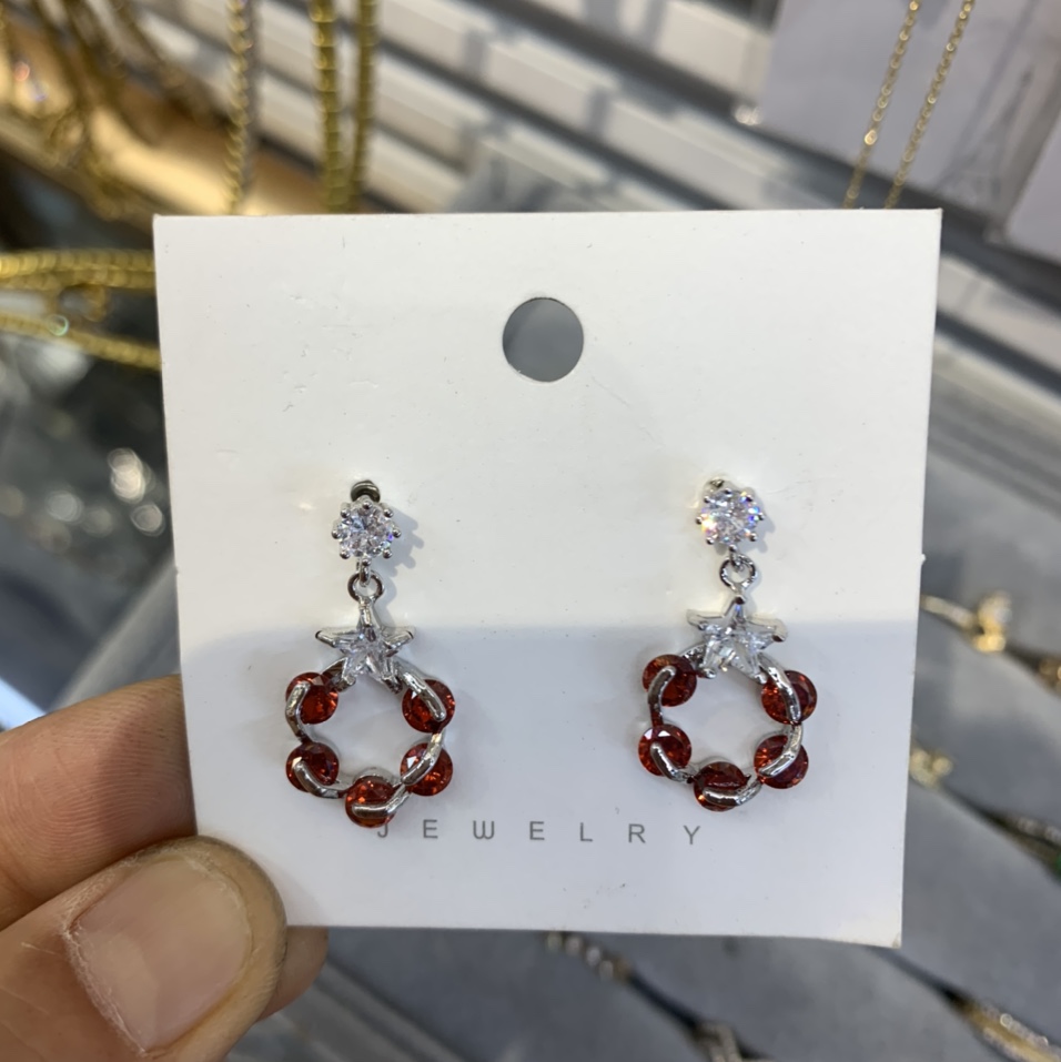 Earrings 031 Copper plated zircon gold