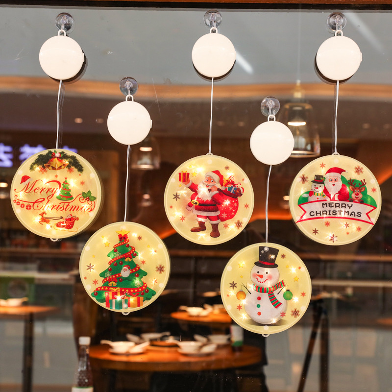 Cross-border bestsellers: New color painting lights, Christmas window decoration, star lights, room decoration, suction cups, battery hanging lights, snowman details Picture