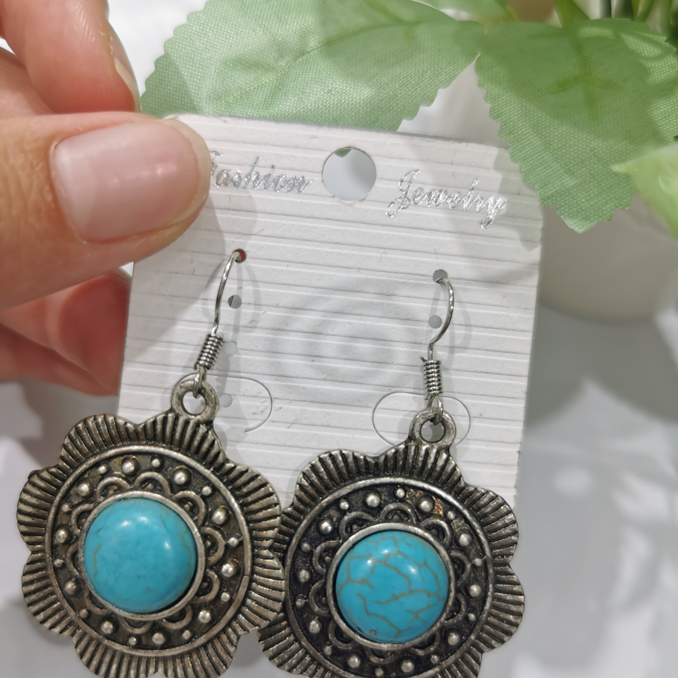 Floral turquoise earrings