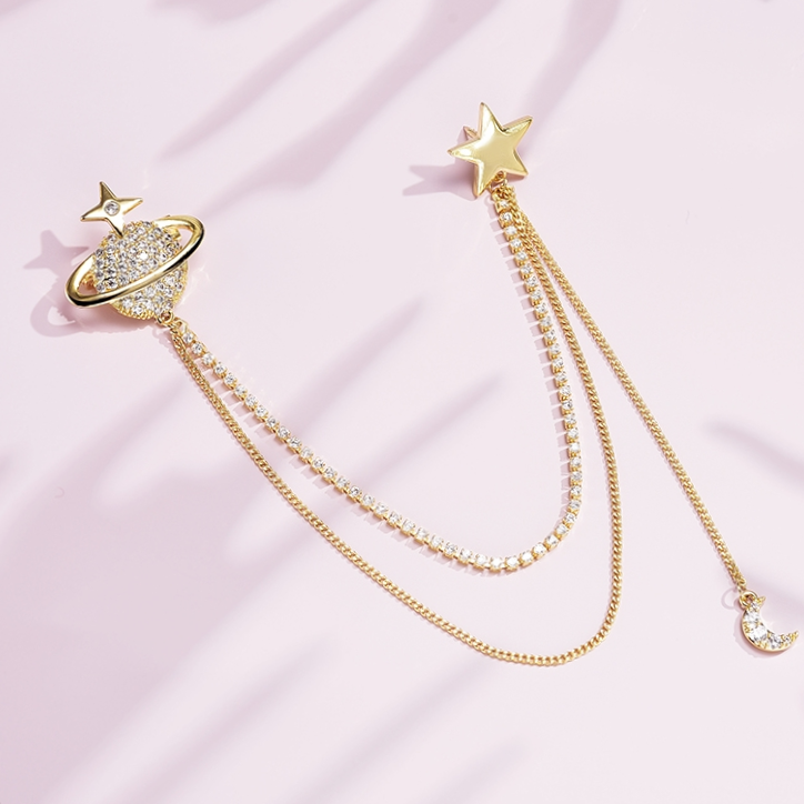 Fashion Universe Star Chain Brooch women's high-end shirt shirt neckline decoration suit suit accessories buckle 2021 new model