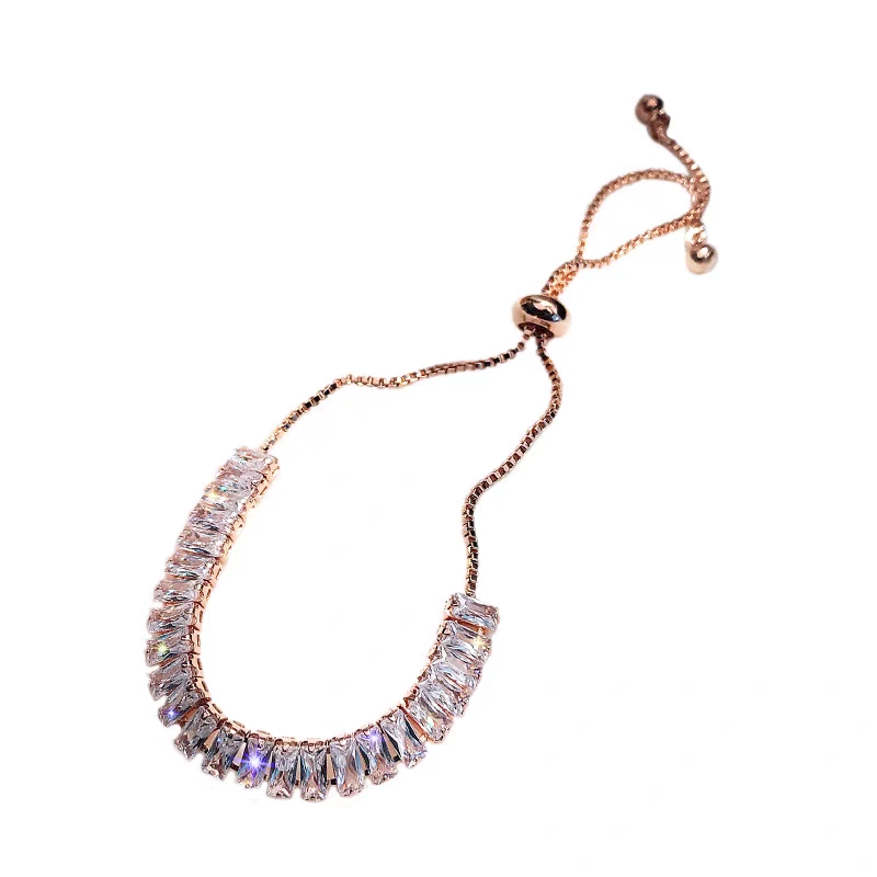 微镶锆石手链抽拉手绳 女式可调节