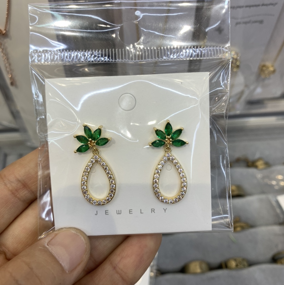 Earrings 038 Copper plated zircon gold