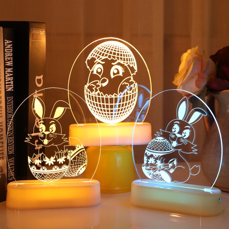 LED lights Easter Bunny Room Decoration Decoration supplies 3D decoration light Easter Egg star light Egg bunny color