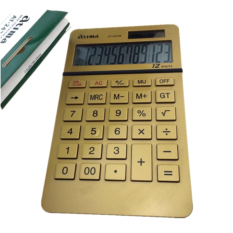 黄色 礼品计算器AT-2425B 可印通的  可定制LOGO 12位数字显示计算器详情图3