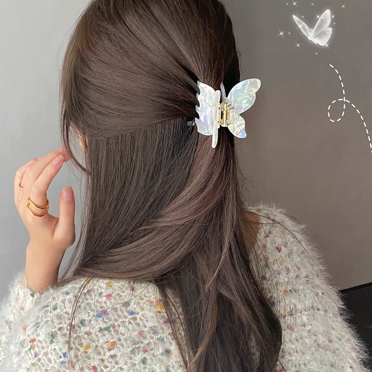 Super ethereal butterfly hairpin, medium-sized, half tied at the back of the head, hairpin with a mermaids' color resin hairpin for women