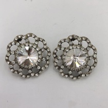Round glass flash diamond small rhinestones net red trend holiday must-have earrings