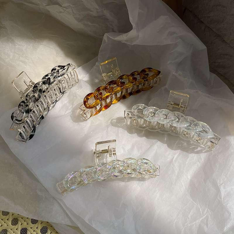 Transparent resin back of the head, straight clip, large grappling clip, hair clip, updo, shark hairpin, hair clip, hair grab, headwear details Picture