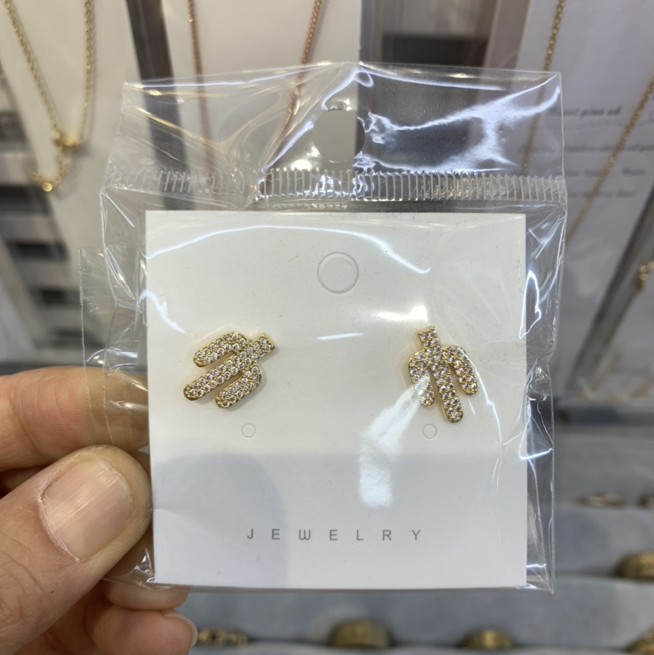 Earrings 036 Copper plated gold zircon