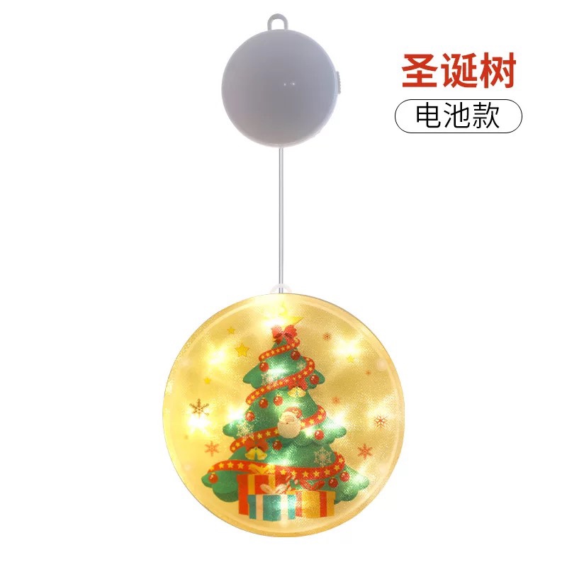 Cross-border bestsellers, new painted lights, Christmas window decoration, star lights, room decoration, suction cup battery hanging lights, Christmas trees