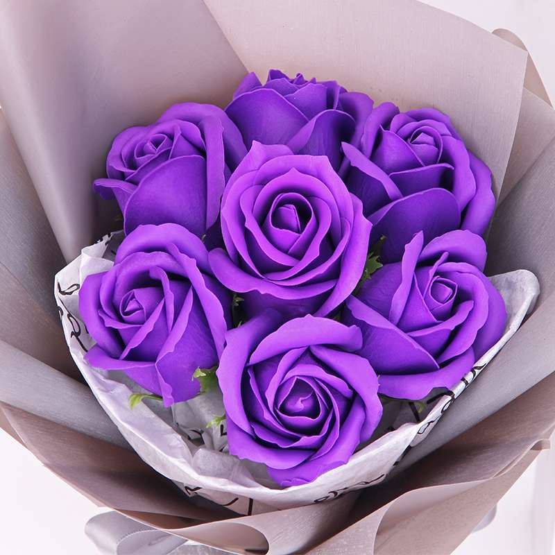 7朵圆捧玫瑰花束香皂花 教师节礼物细节图