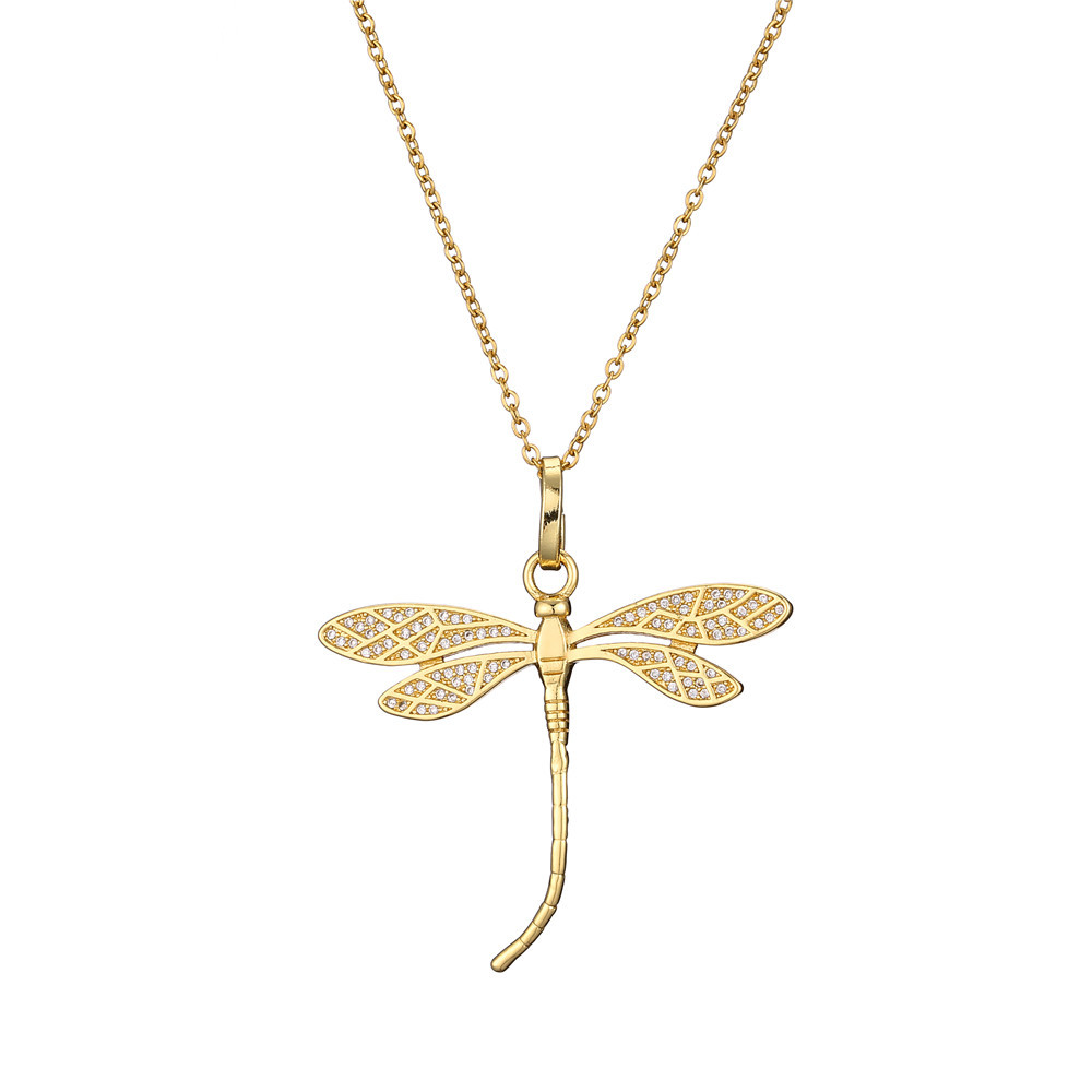 Fashionable and individual eye lock foot dragonfly pendant necklace for women detail image 4