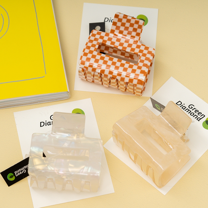 Simple acetate hair gripper checkered claw clip, refreshing plastic claw clip, half-princess hair clip, medium-sized hair claw hair accessory