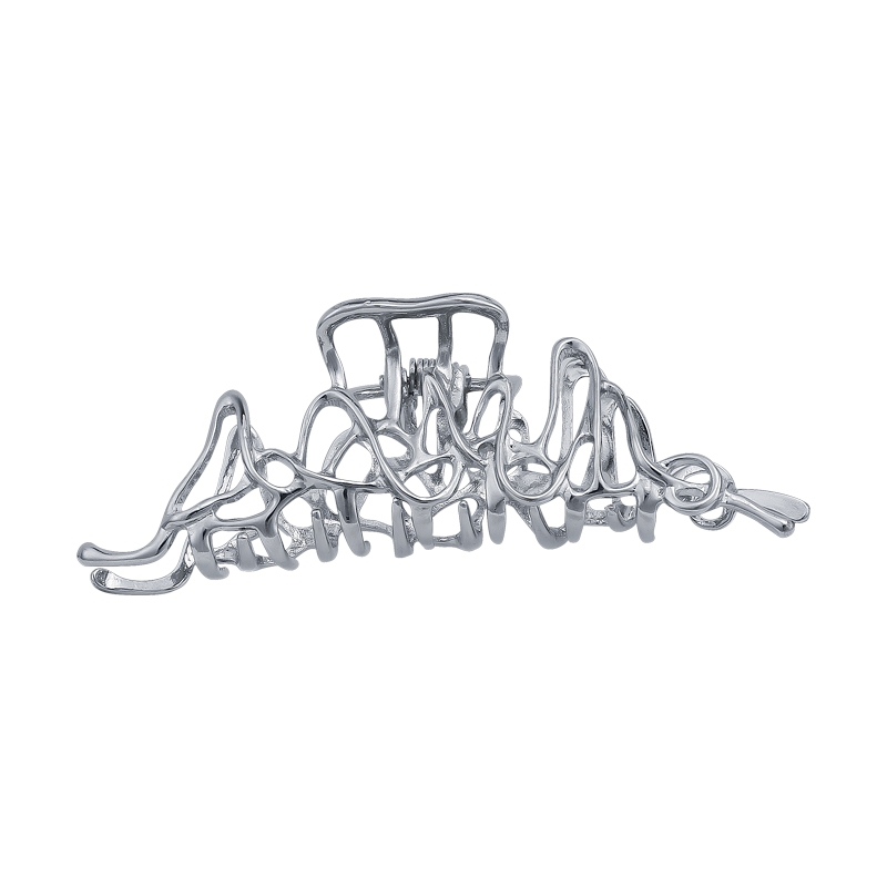 85-degree grey personalized irregular metal liquid-shaped hair clip, female irregular back head updo, large grabber hair accessory details Picture